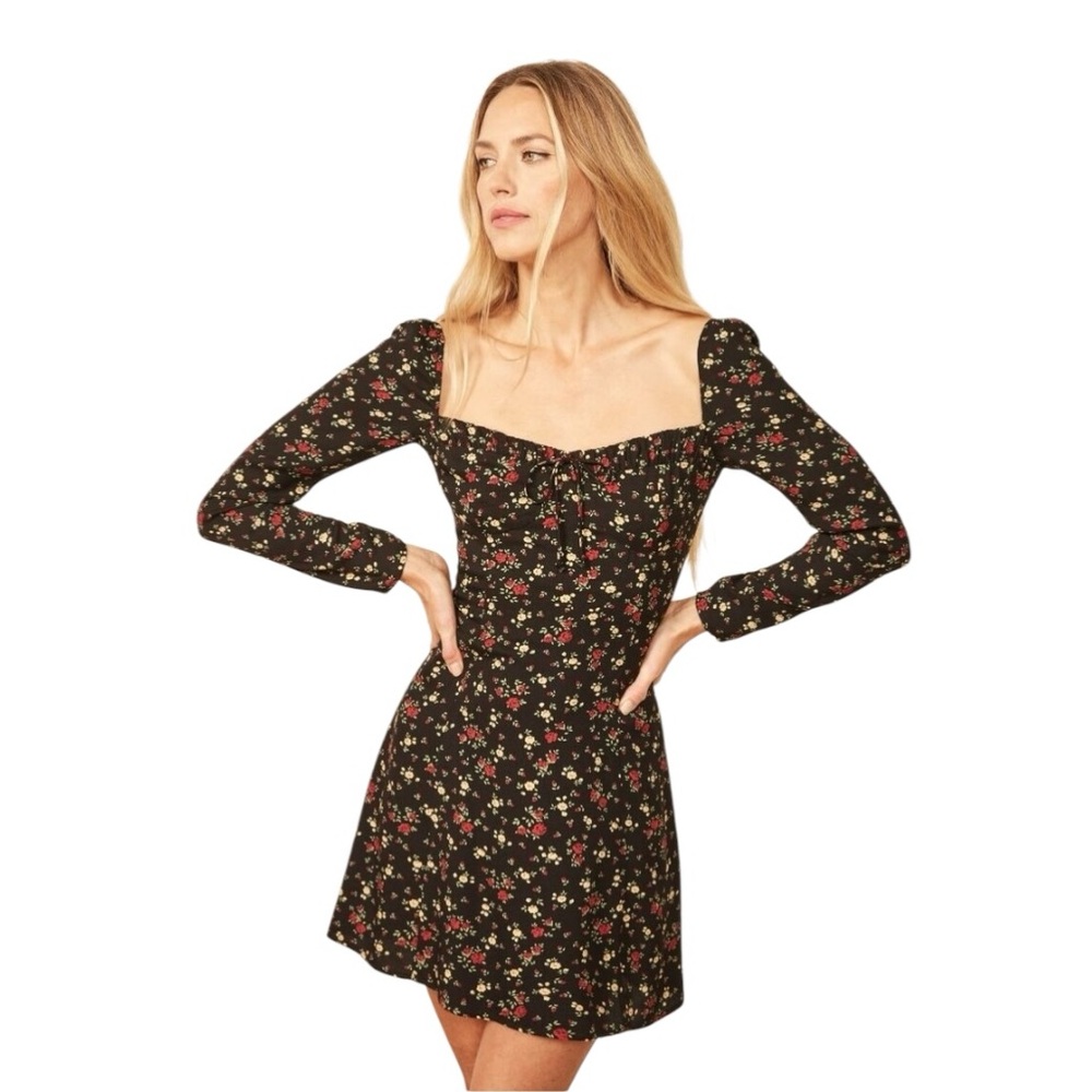 Reformation Rebecca Black Floral Sydney Sweetheart Mini Dress